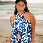 Top Positano Cruzado - Azul Floreado